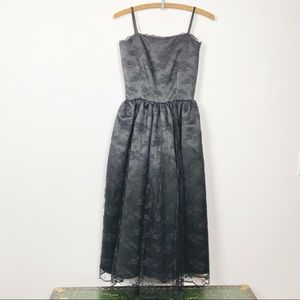 Vintage black floral lace formal dress S/XS
